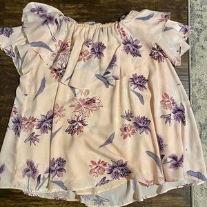 Off shoulder pink flower dress